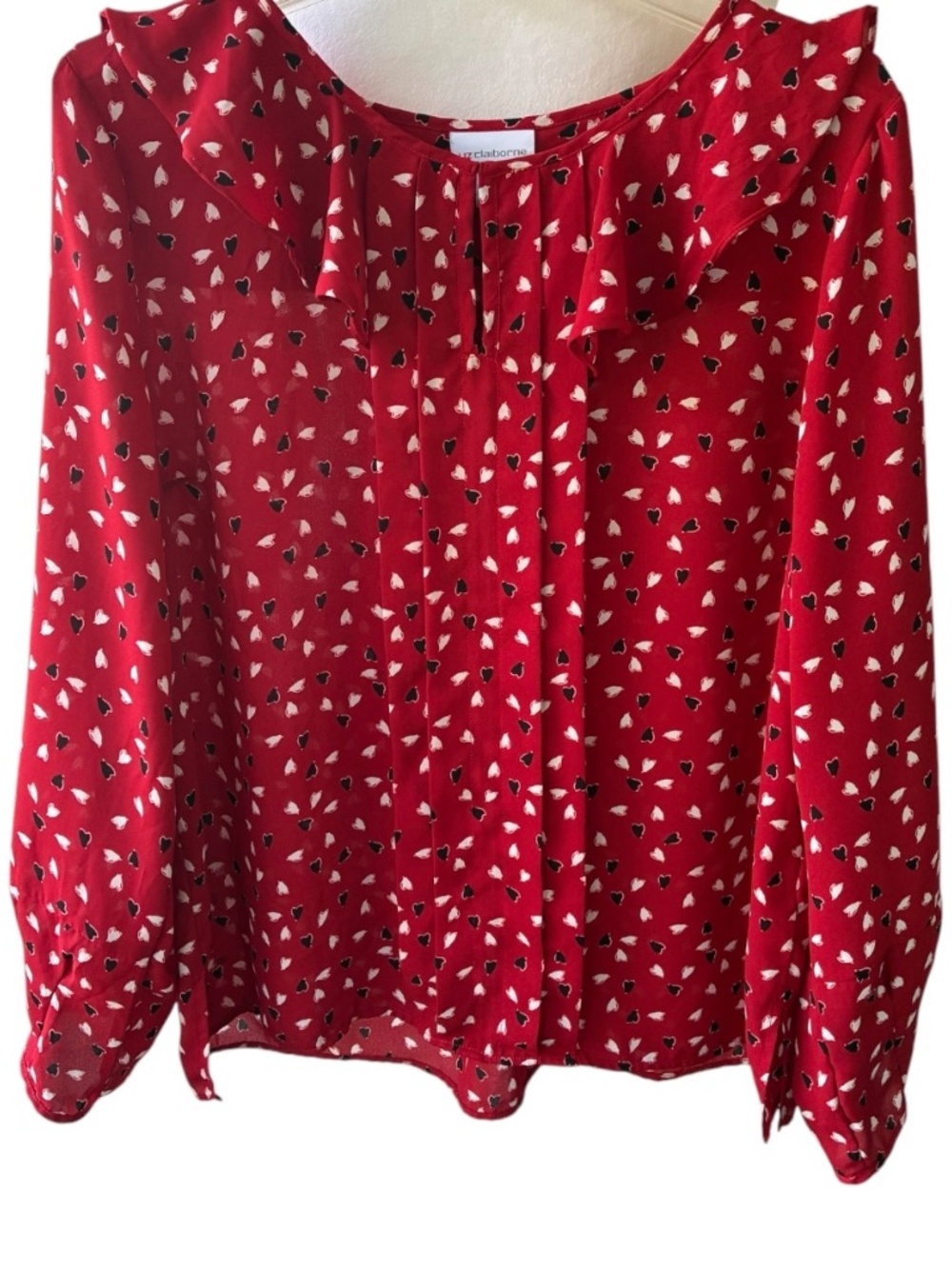Liz Claiborne Red Heart Printed Blouse-Size L